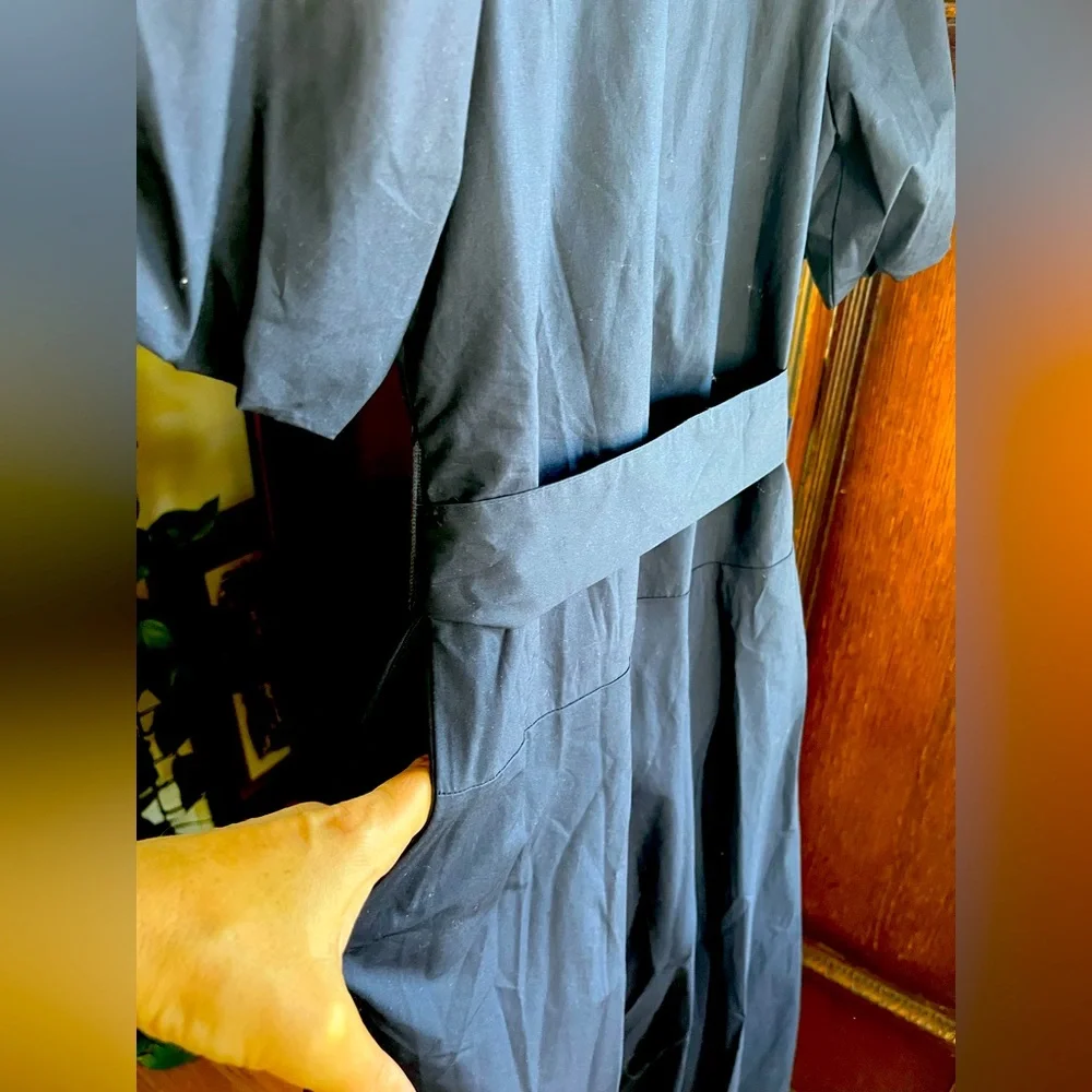 Banana Republic Navy Puff Sleeve Midi Dress – XS Petite – 100% Cotton - Picture 4 of 9